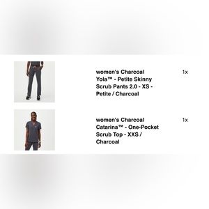 NEW. Women's charcoal yola petite XS bottom, Catarina - 1 Pocket Scrub Top - XXS